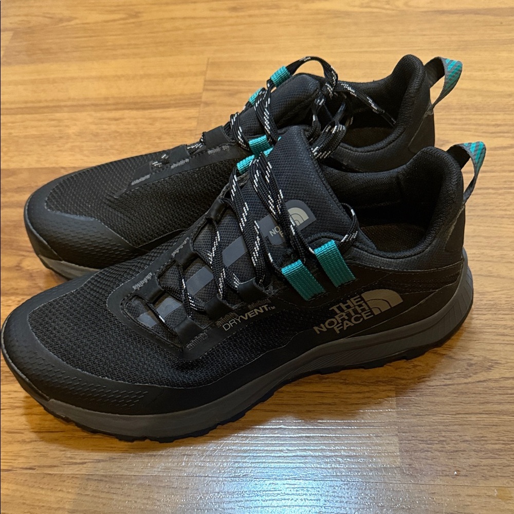 The North Face Black and Teal Hiking Shoes